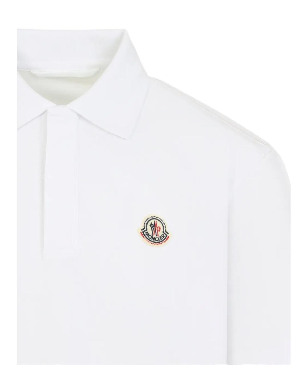 MONCLER Белое хлопковое поло с коротким рукавом, фото 4