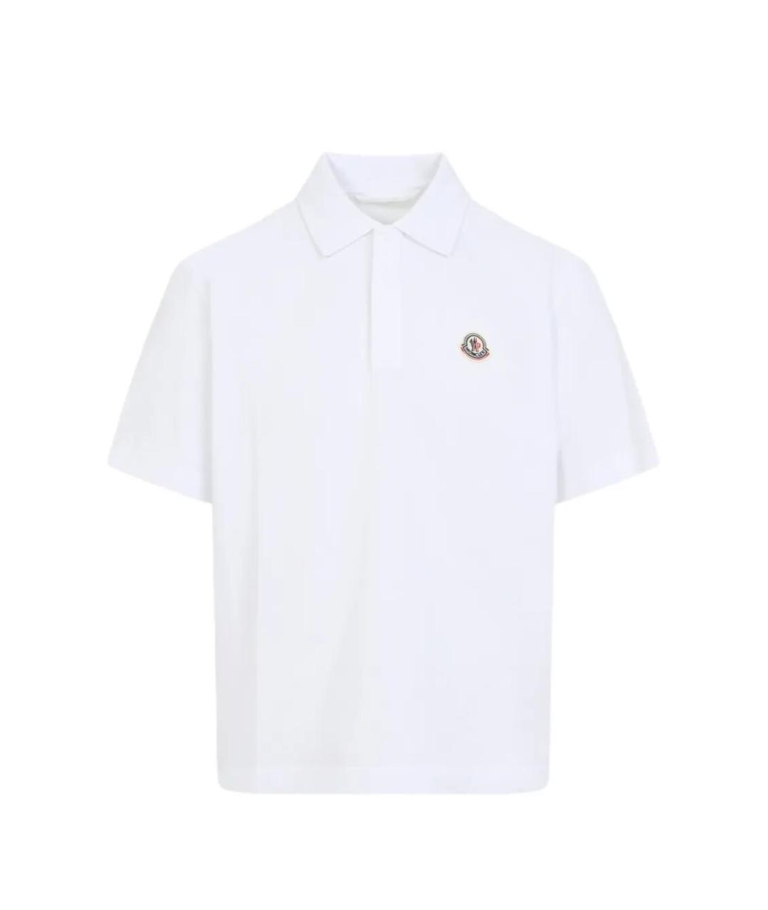 MONCLER Белое хлопковое поло с коротким рукавом, фото 1