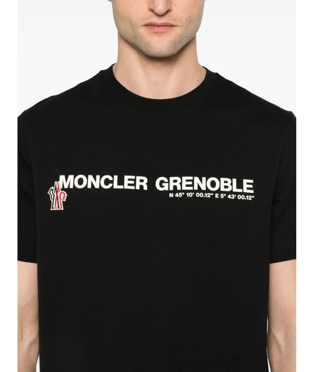 MONCLER Черная хлопковая футболка, фото 4