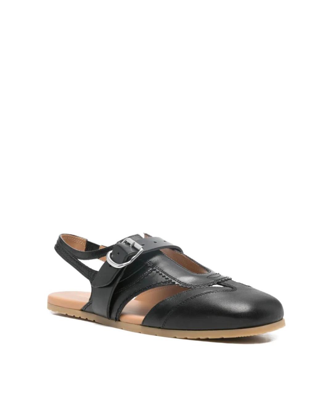 DRIES VAN NOTEN Черные кожаные сандалии, фото 2