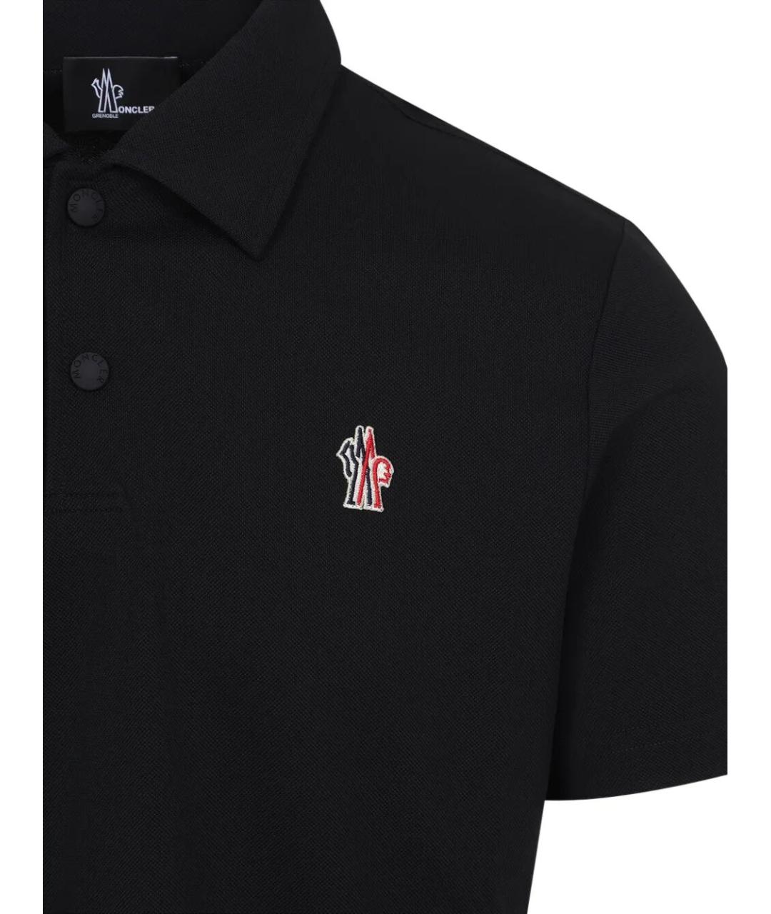 MONCLER Черное поло с коротким рукавом, фото 3