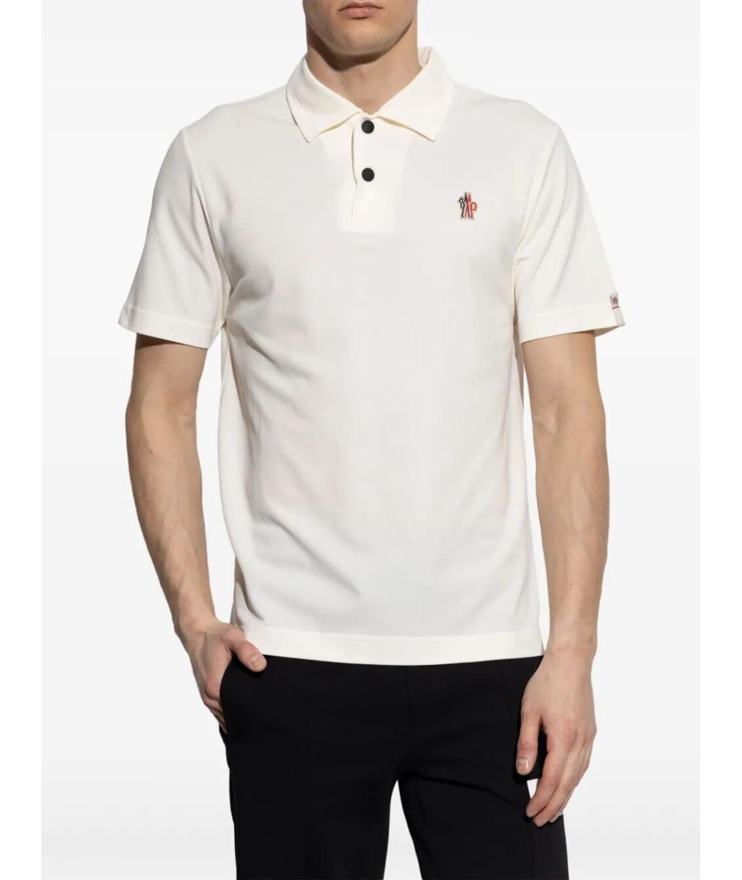 MONCLER Белое поло с коротким рукавом, фото 4