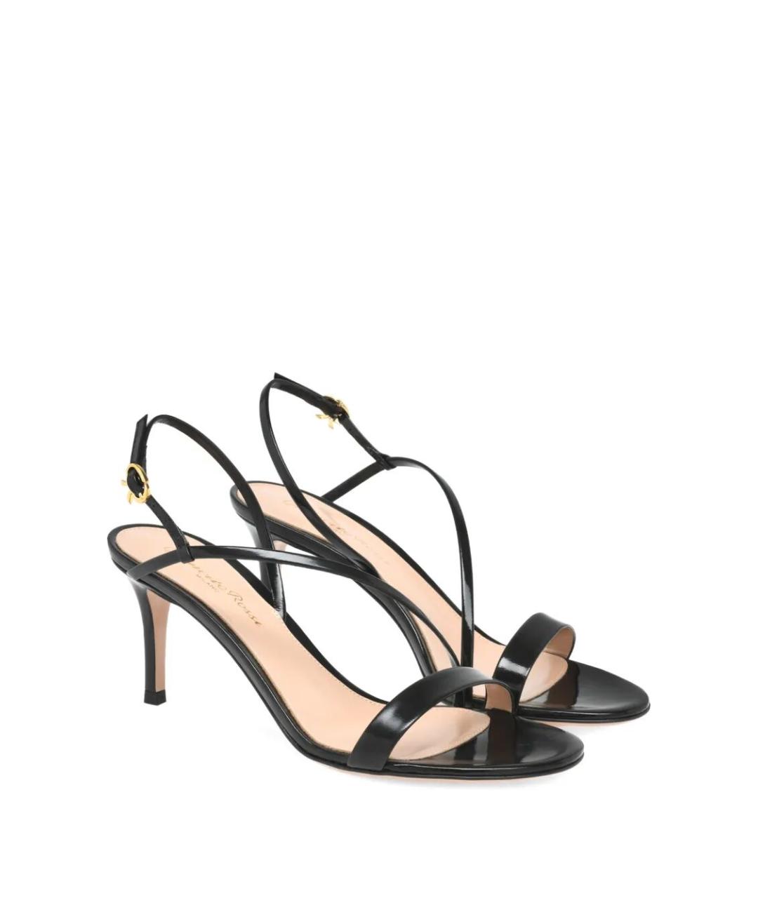 GIANVITO ROSSI Черные кожаные босоножки, фото 2