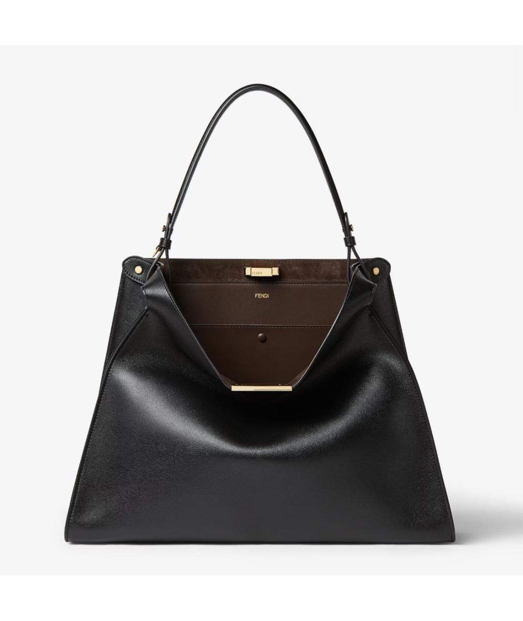 FENDI Черная кожаная сумка тоут, фото 4