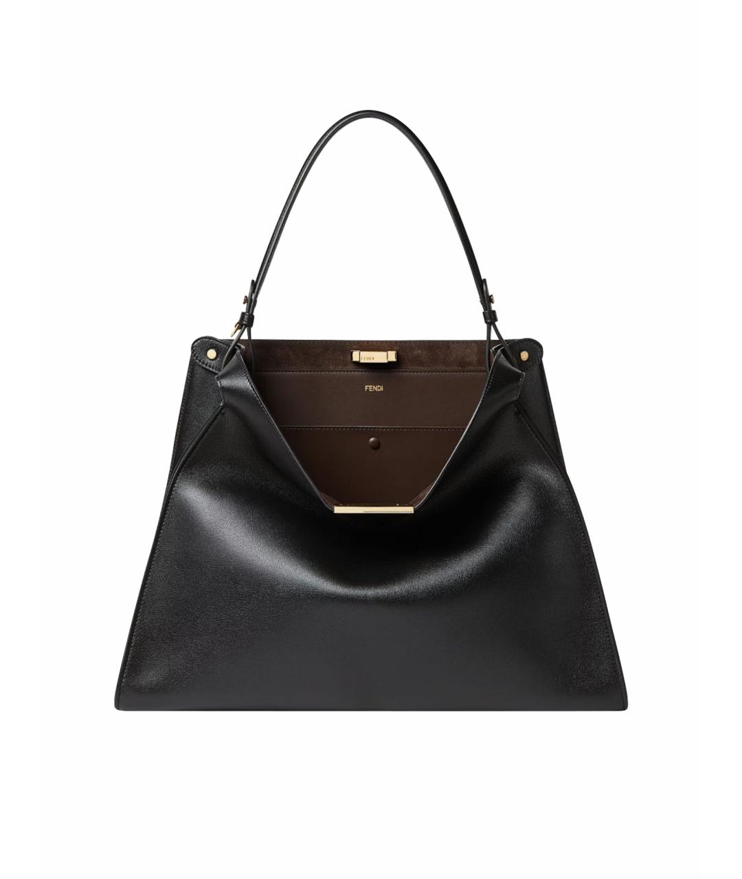 FENDI Черная кожаная сумка тоут, фото 1