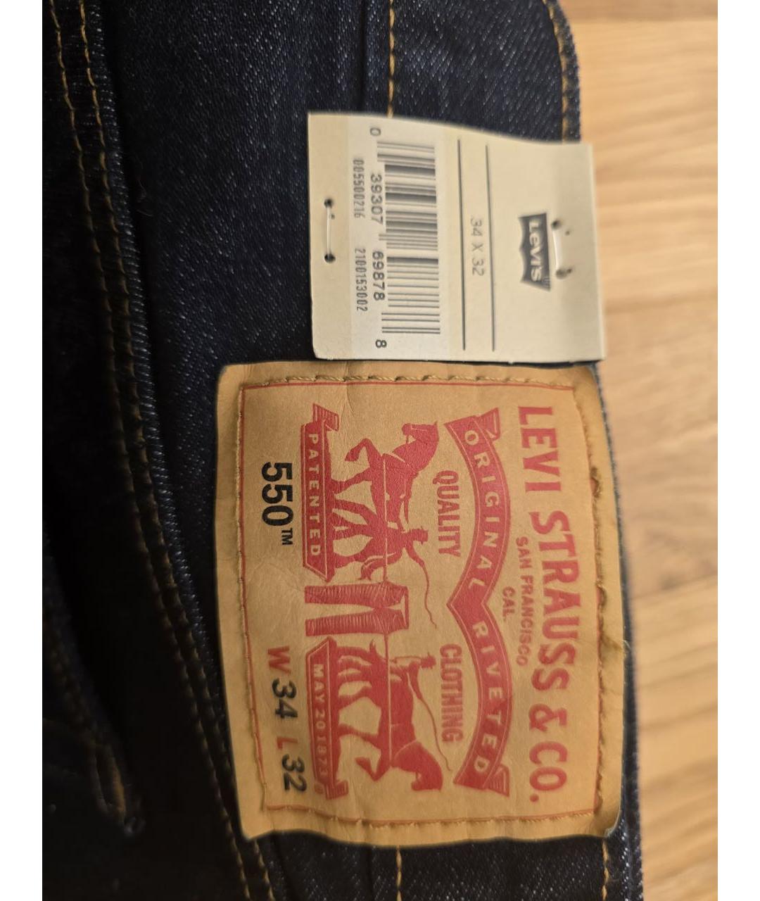 LEVI'S Темно-синие хлопковые прямые джинсы, фото 4