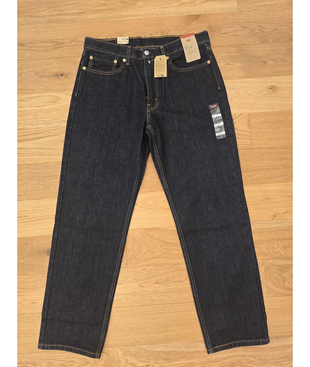 LEVI'S Темно-синие хлопковые прямые джинсы, фото 5