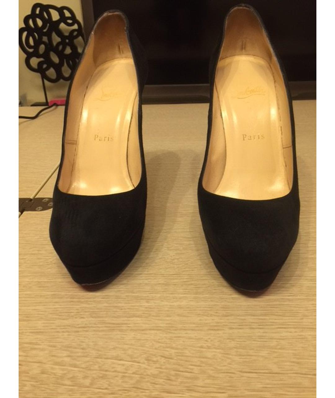 CHRISTIAN LOUBOUTIN Черные замшевые туфли, фото 6