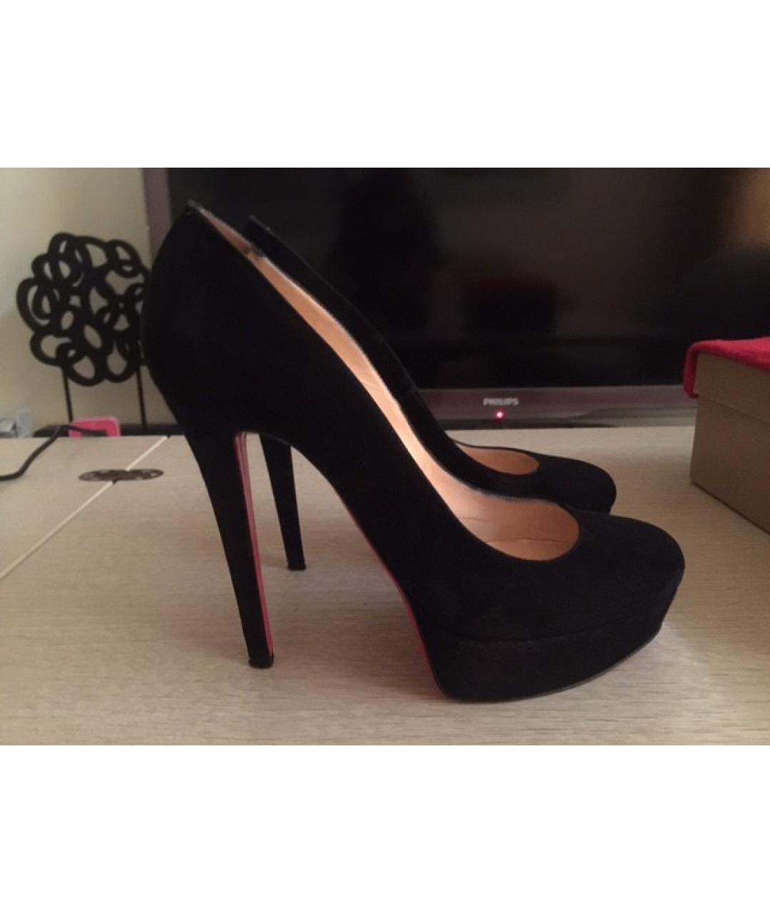 CHRISTIAN LOUBOUTIN Черные замшевые туфли, фото 8