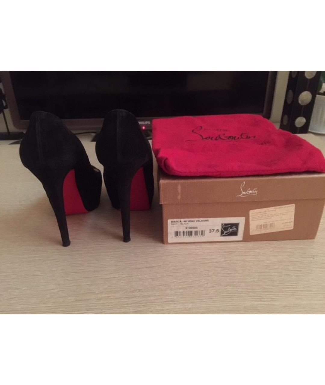 CHRISTIAN LOUBOUTIN Черные замшевые туфли, фото 3