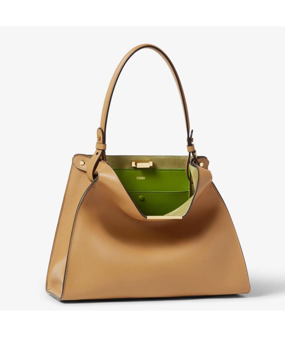 FENDI Бежевая кожаная сумка тоут, фото 4