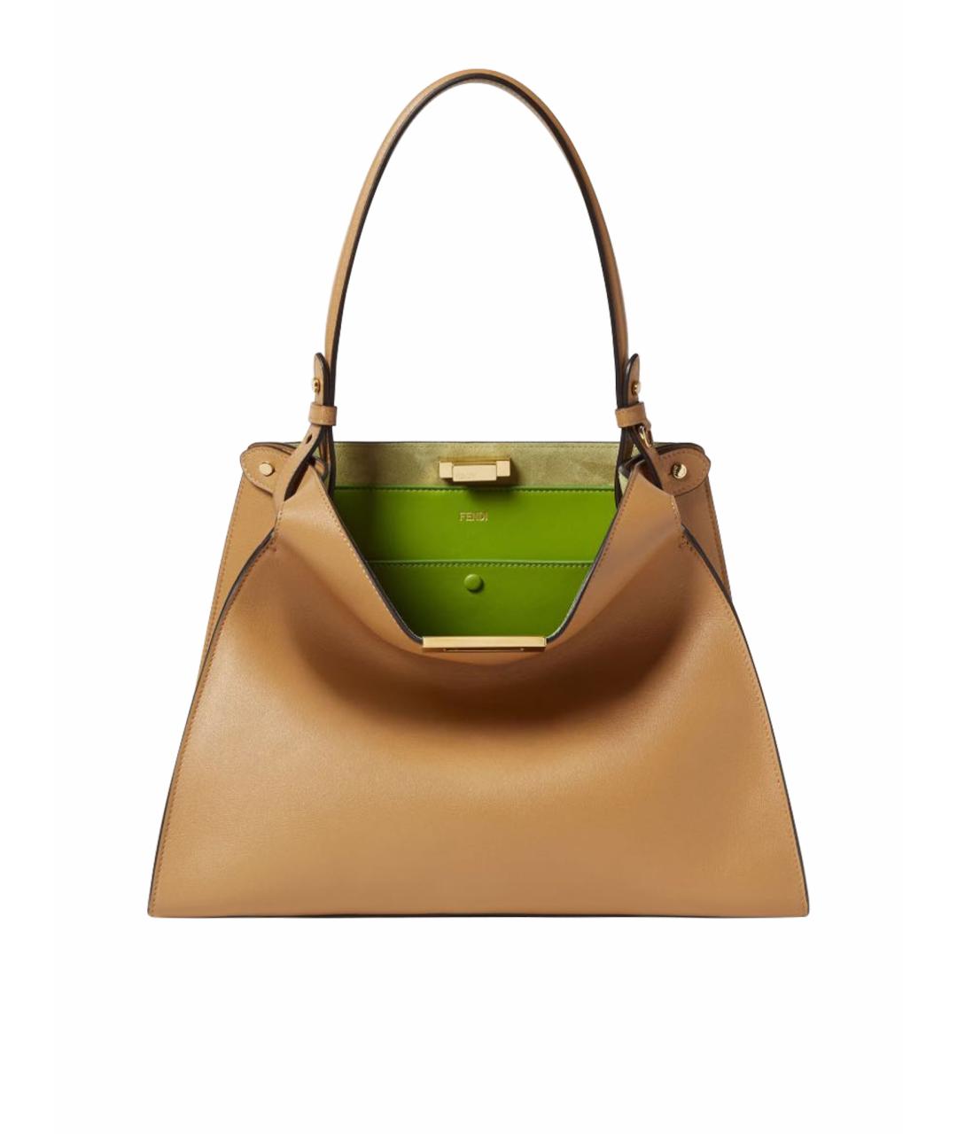 FENDI Бежевая кожаная сумка тоут, фото 1