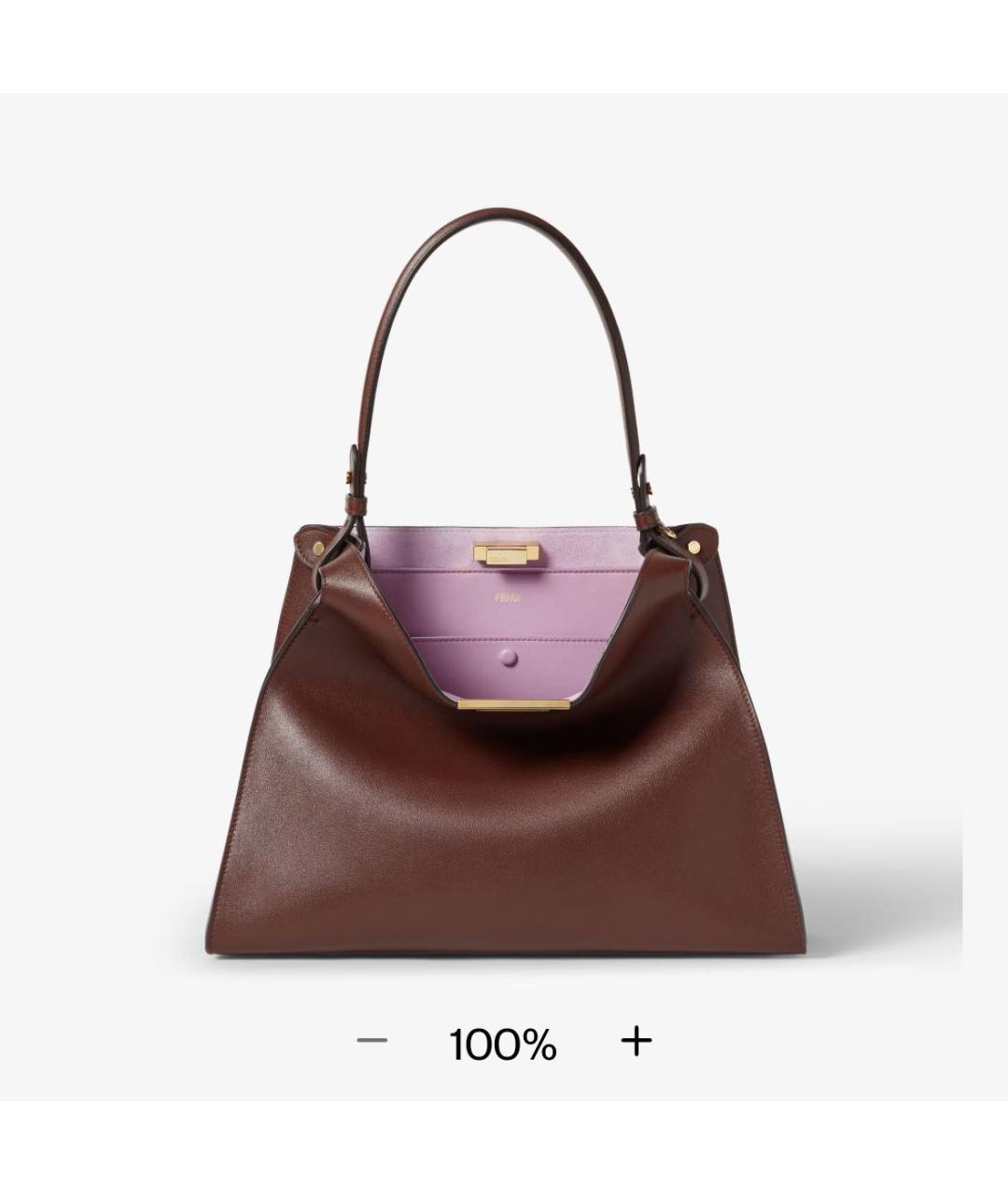 FENDI Коричневая кожаная сумка тоут, фото 5