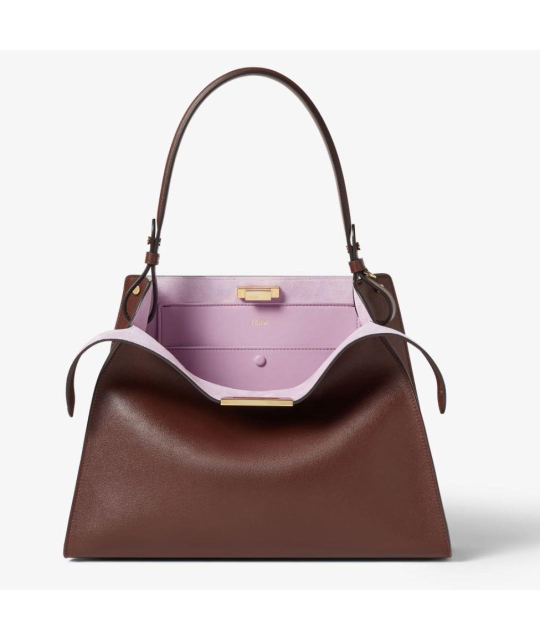 FENDI Коричневая кожаная сумка тоут, фото 3