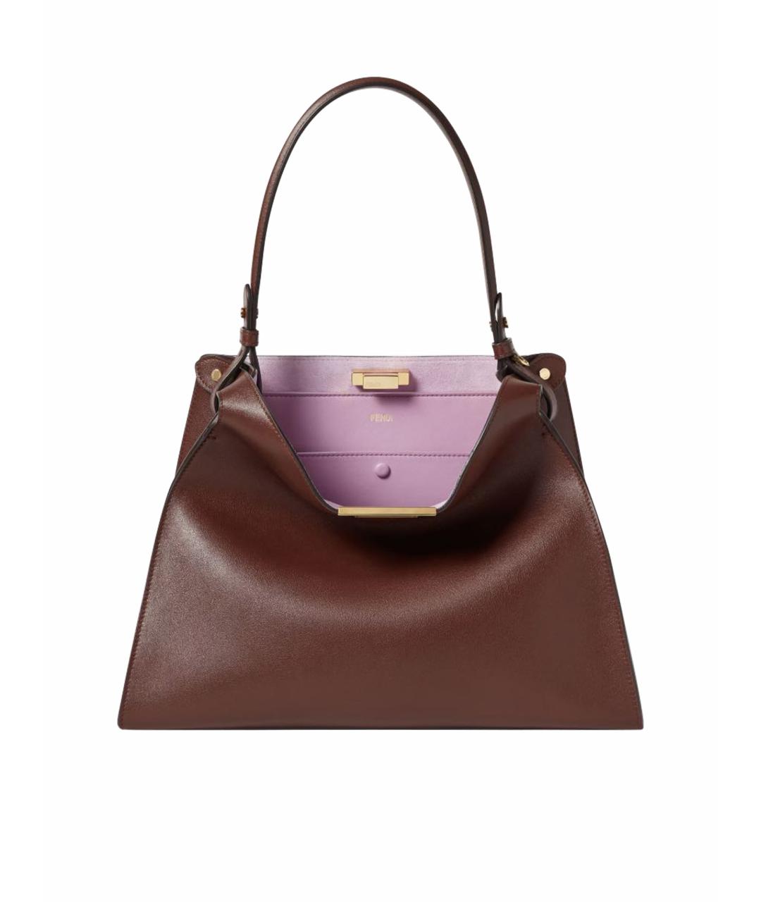 FENDI Коричневая кожаная сумка тоут, фото 1