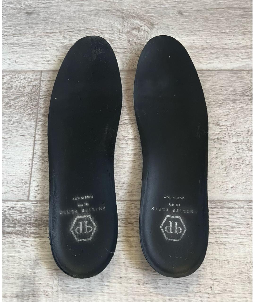 PHILIPP PLEIN Черные кожаные низкие кроссовки / кеды, фото 7