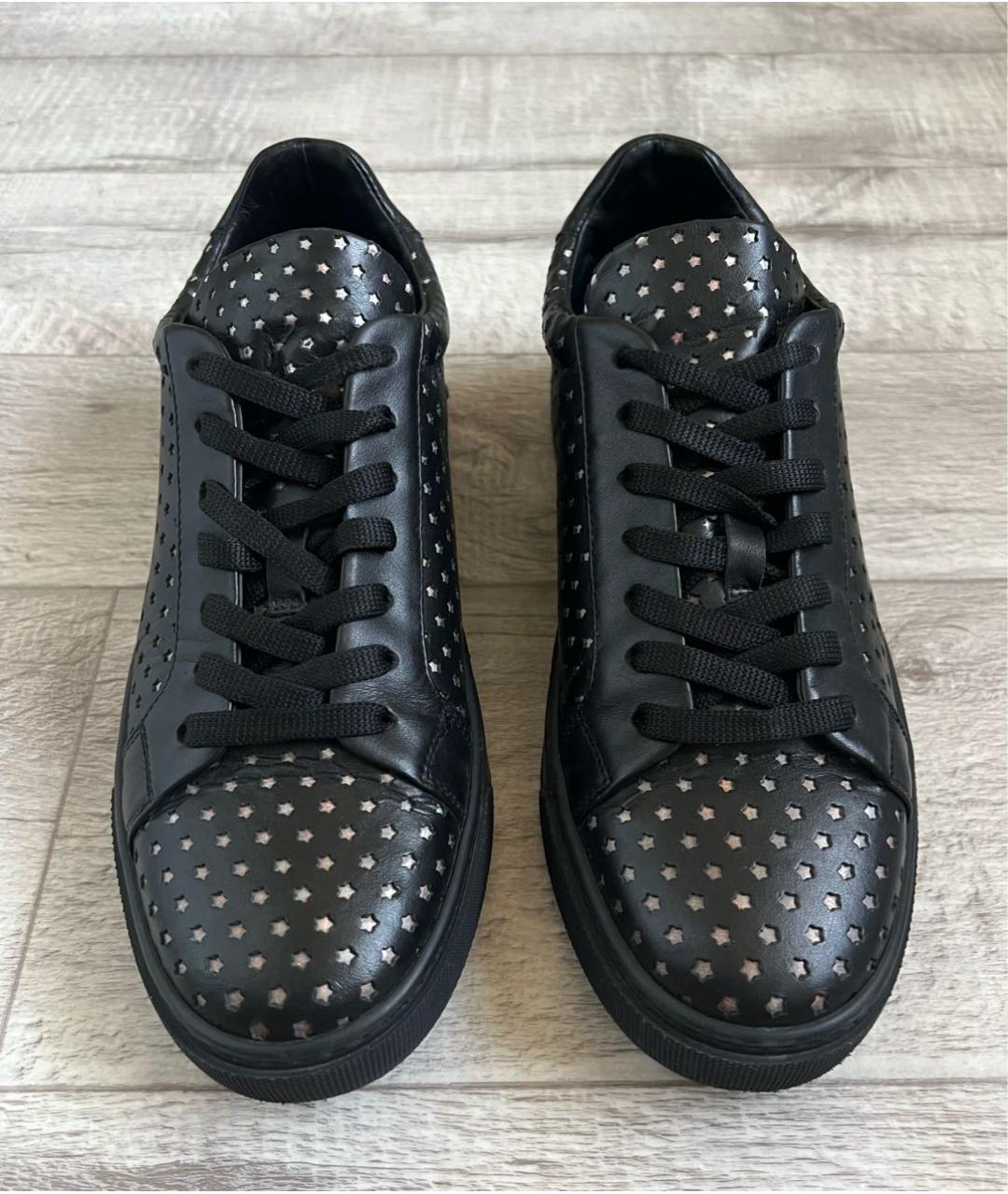 PHILIPP PLEIN Черные кожаные низкие кроссовки / кеды, фото 2