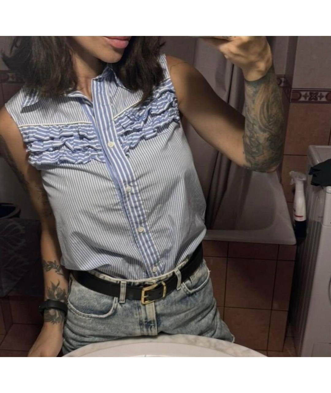 MIU MIU Голубая хлопковая блузы, фото 3