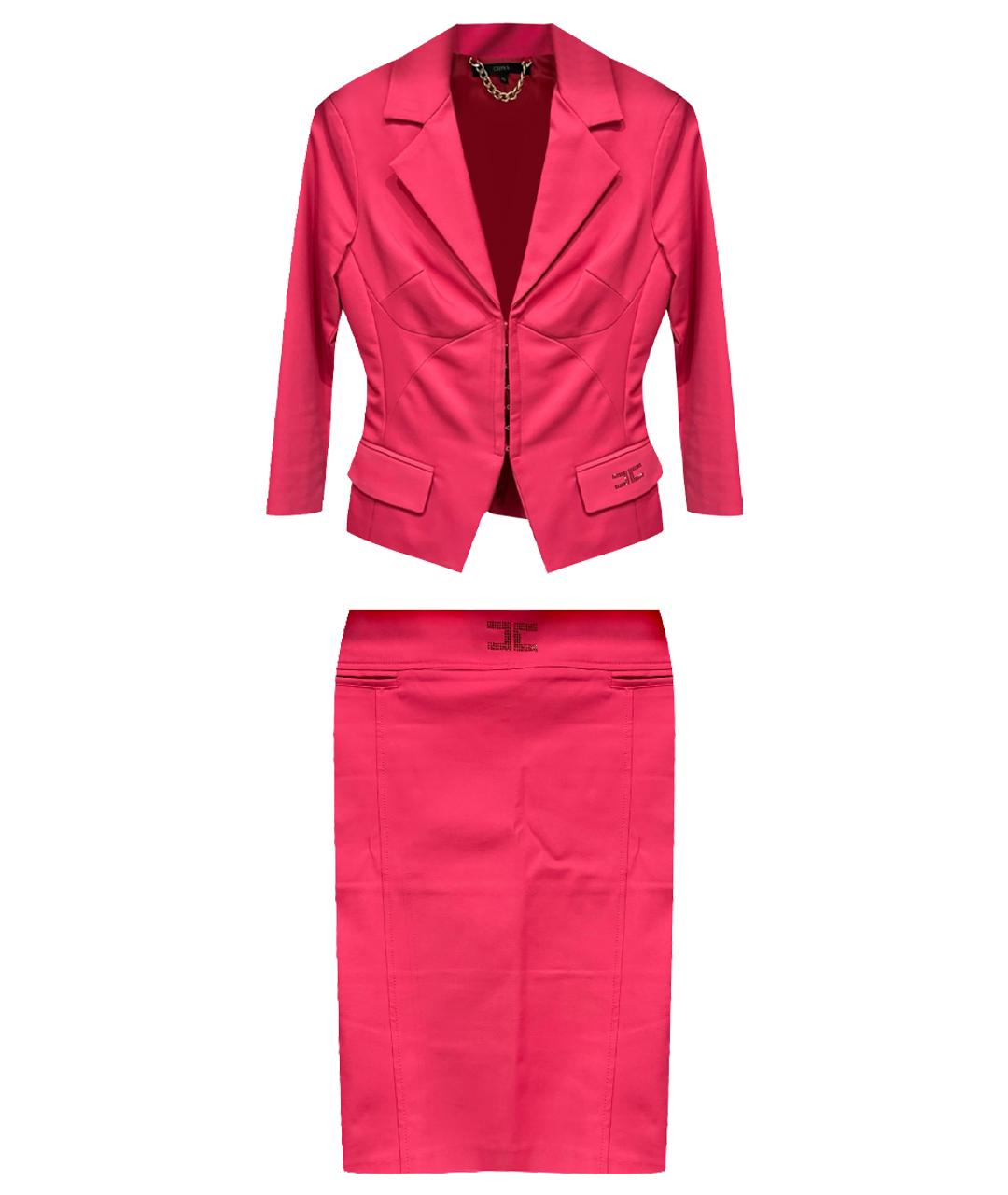 ELISABETTA FRANCHI Фуксия хлопковый костюм с юбками, фото 1