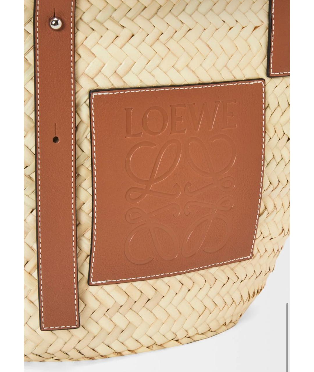 LOEWE Бежевая пелетеная пляжная сумка, фото 5