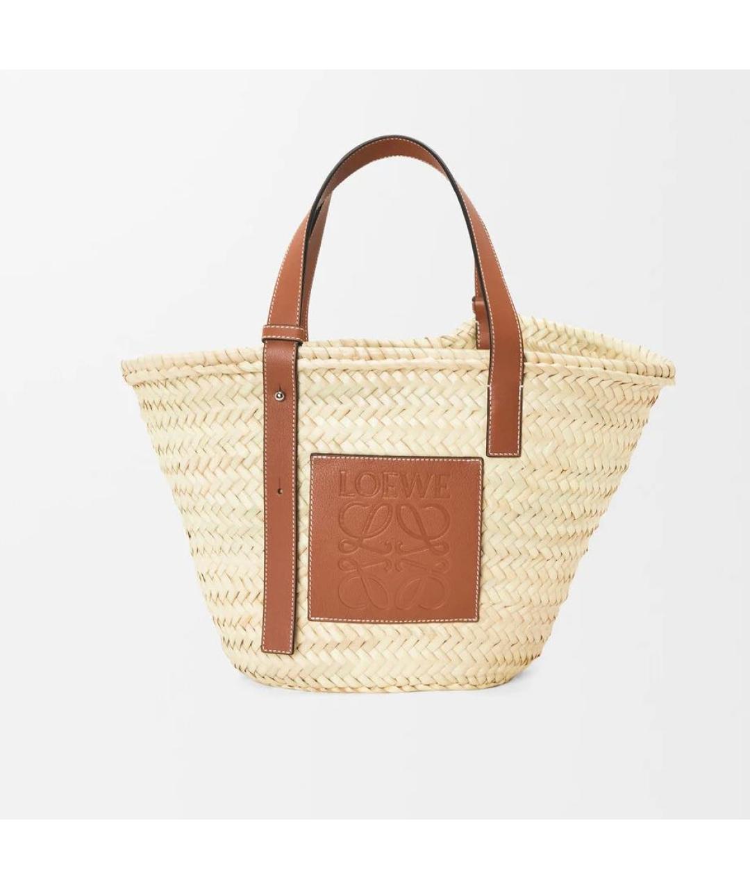 LOEWE Бежевая пелетеная пляжная сумка, фото 7