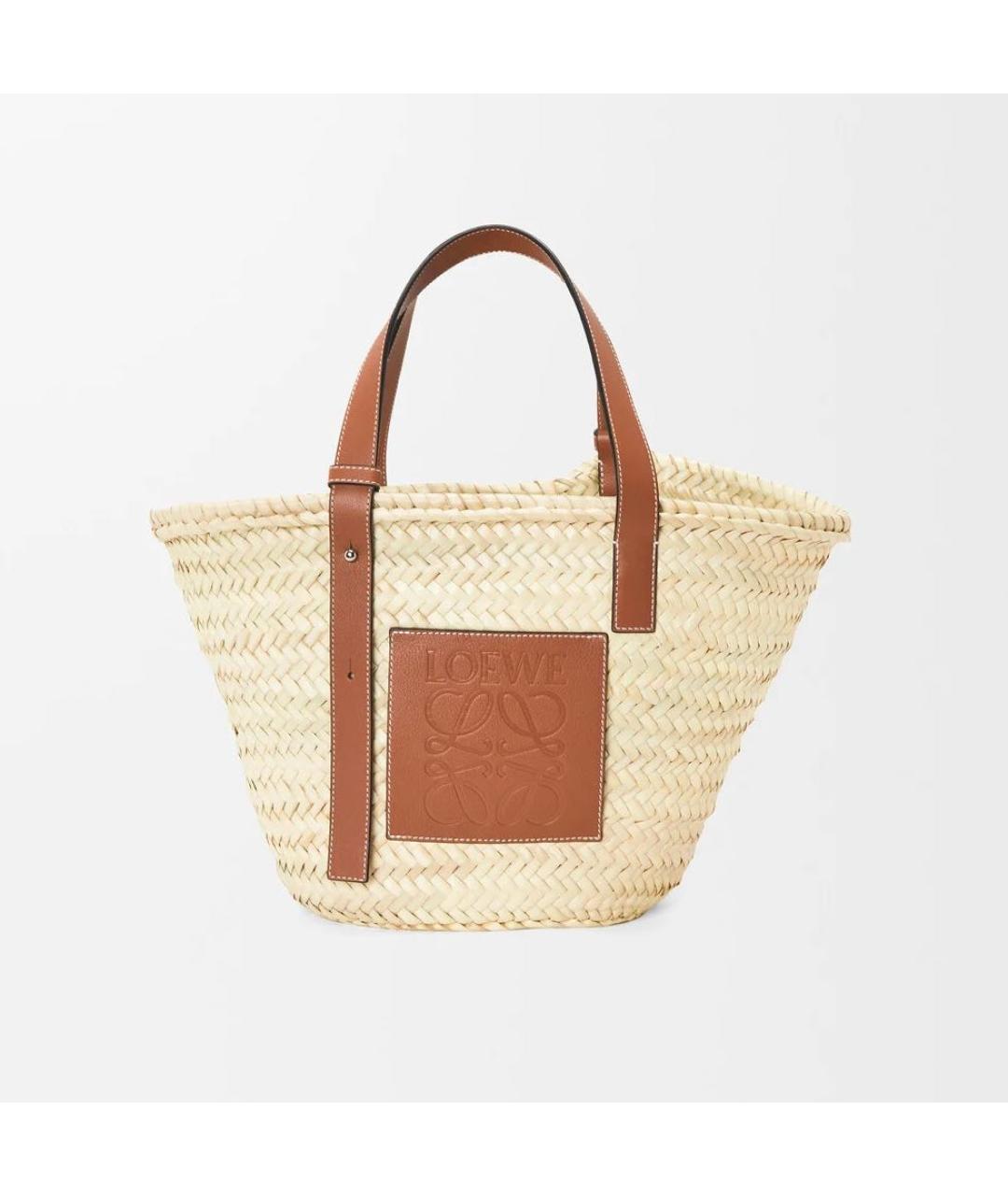 LOEWE Бежевая пелетеная пляжная сумка, фото 2