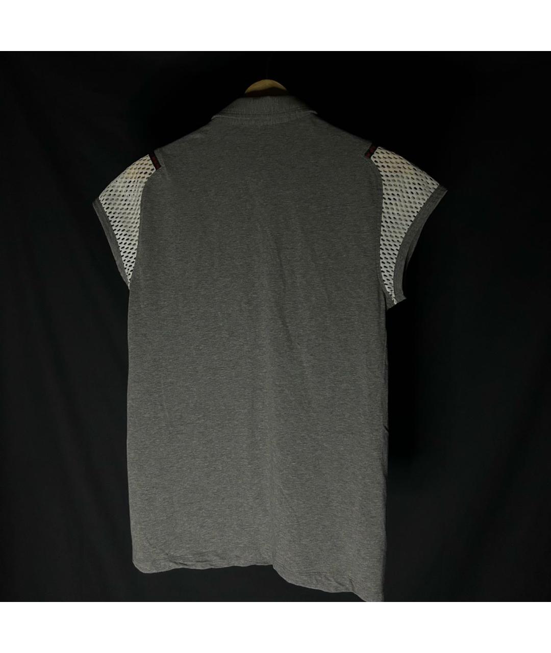 GUCCI Антрацитовое хлопковое поло с коротким рукавом, фото 7
