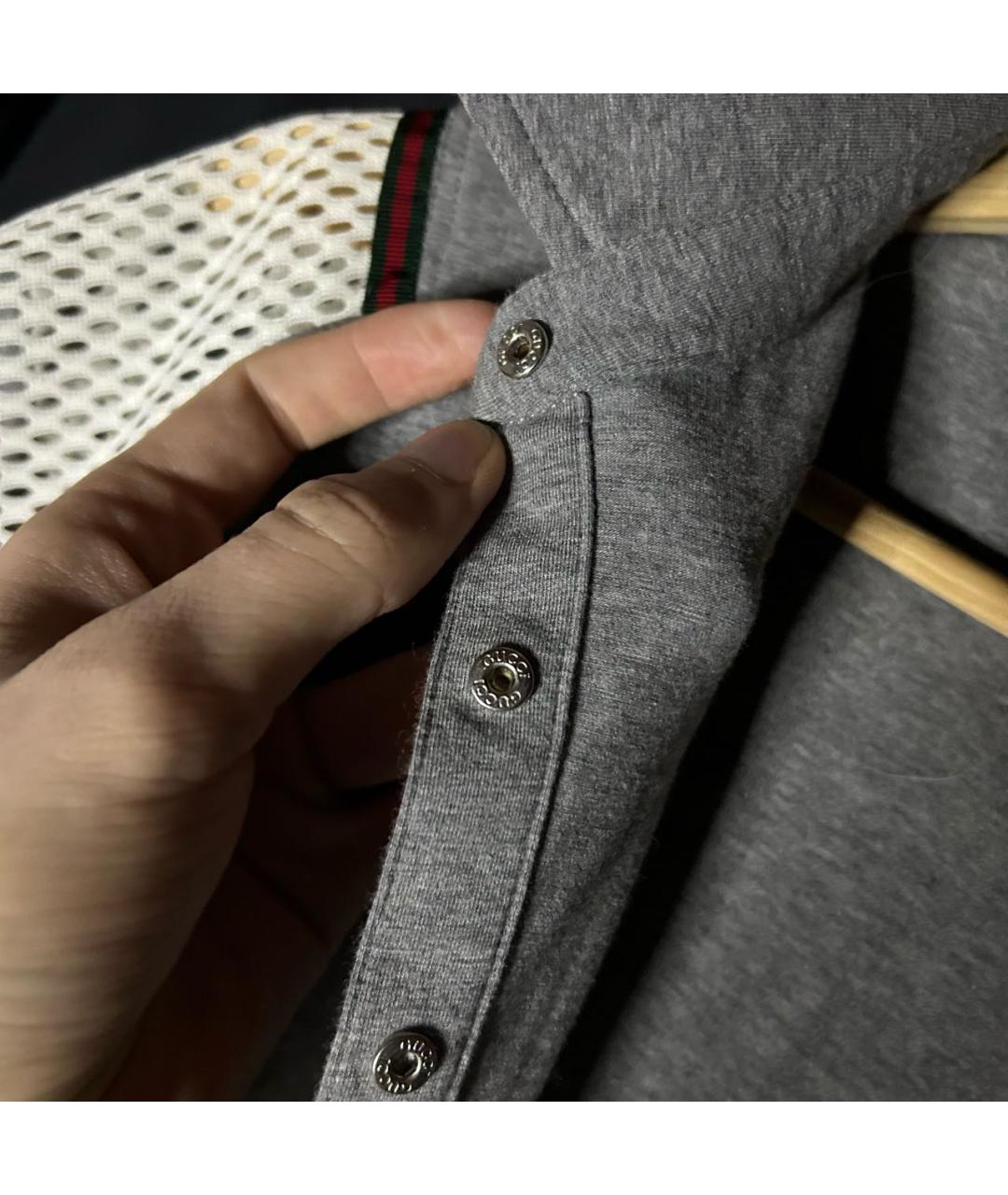 GUCCI Антрацитовое хлопковое поло с коротким рукавом, фото 5