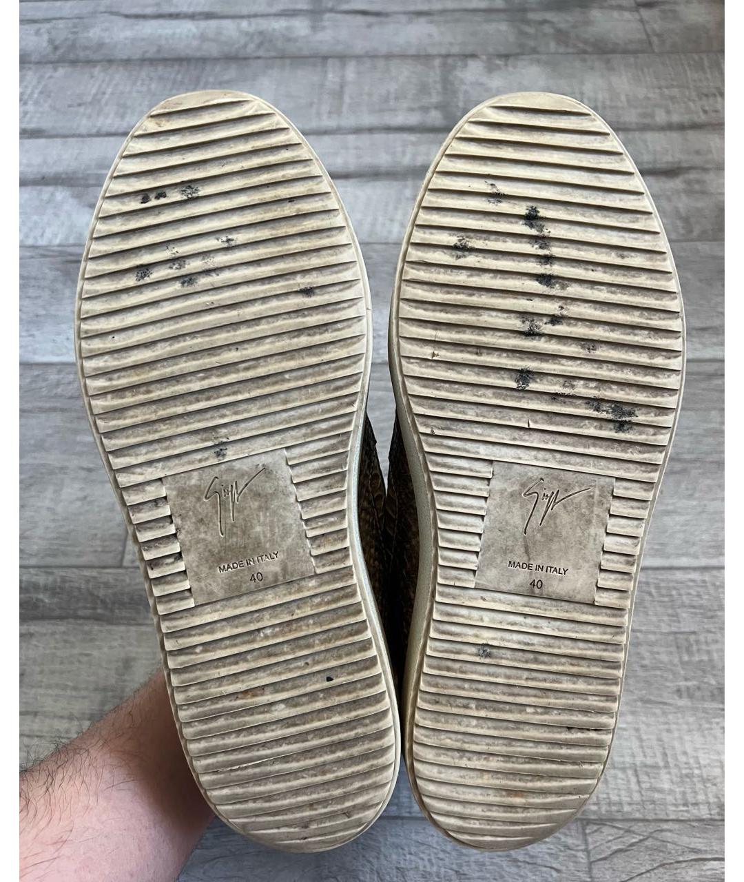 GIUSEPPE ZANOTTI DESIGN Золотые кожаные высокие кроссовки / кеды, фото 6