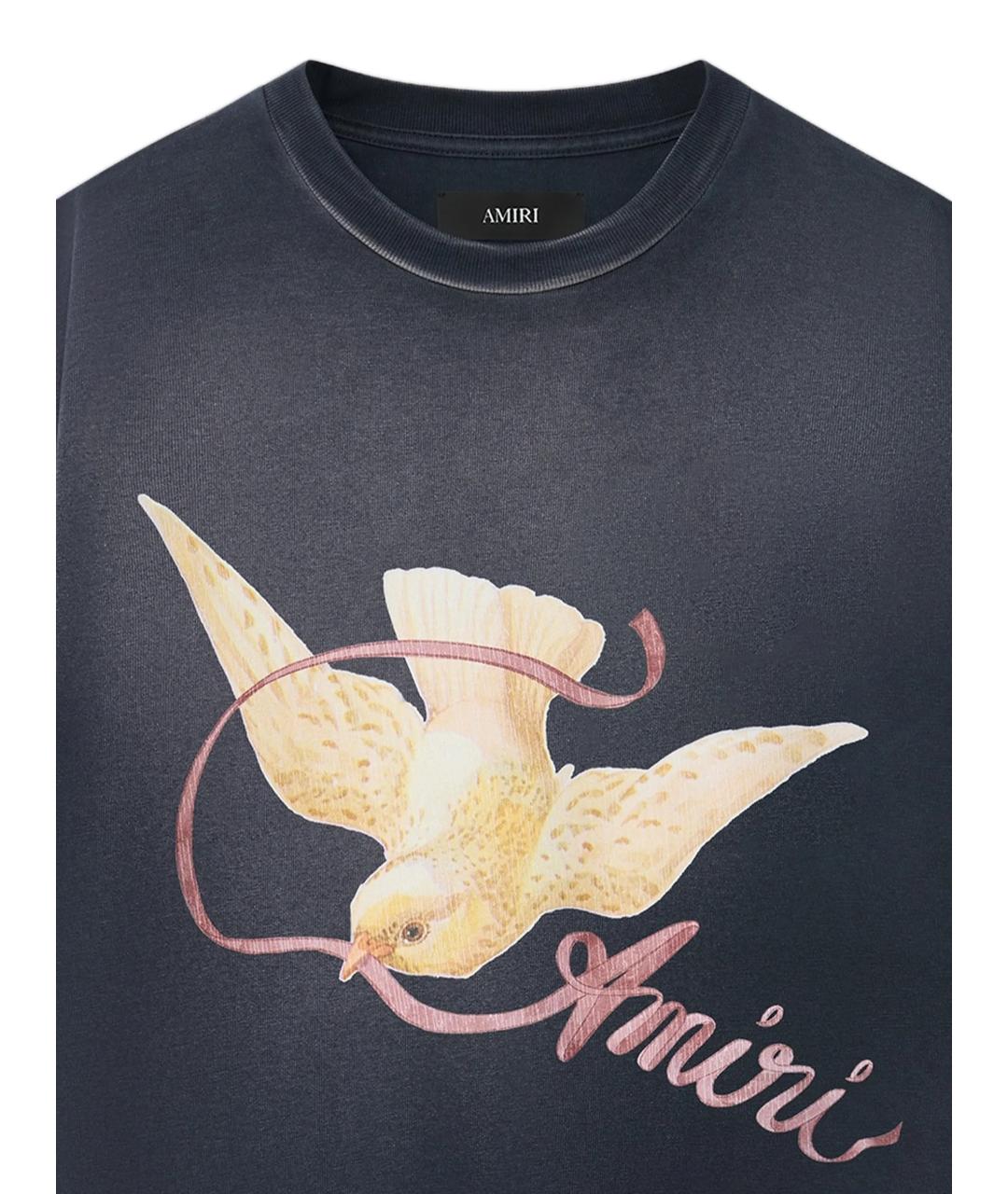 AMIRI Антрацитовая хлопковая футболка, фото 2