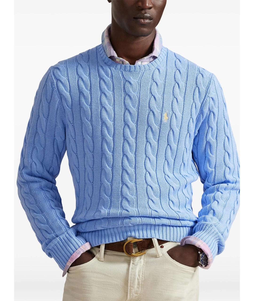 POLO RALPH LAUREN Голубой хлопковый джемпер / свитер, фото 3