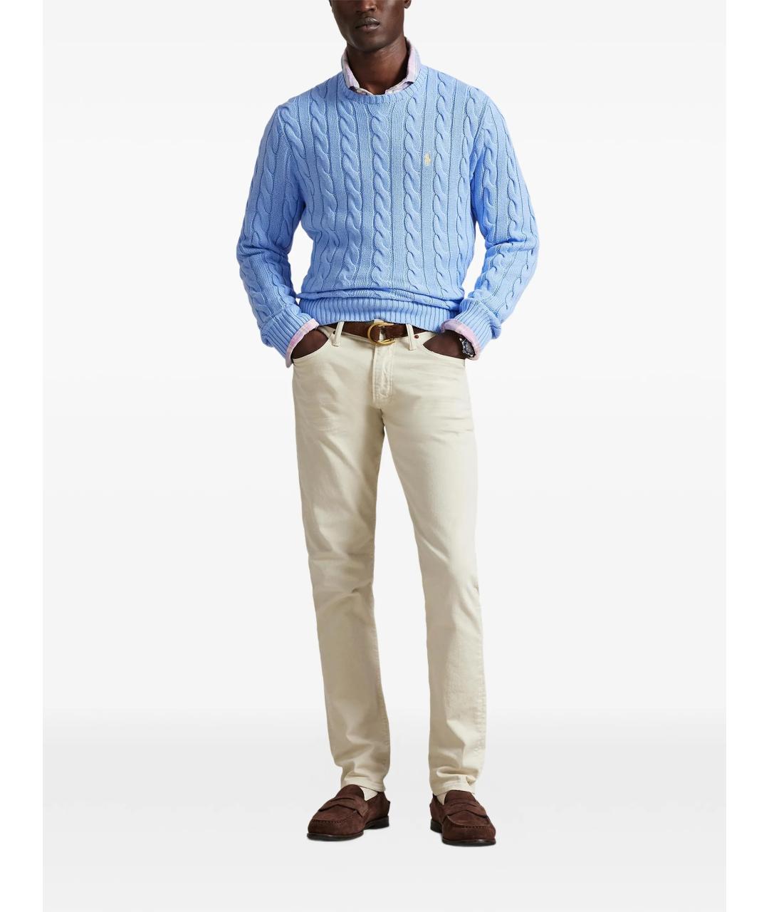 POLO RALPH LAUREN Голубой хлопковый джемпер / свитер, фото 2