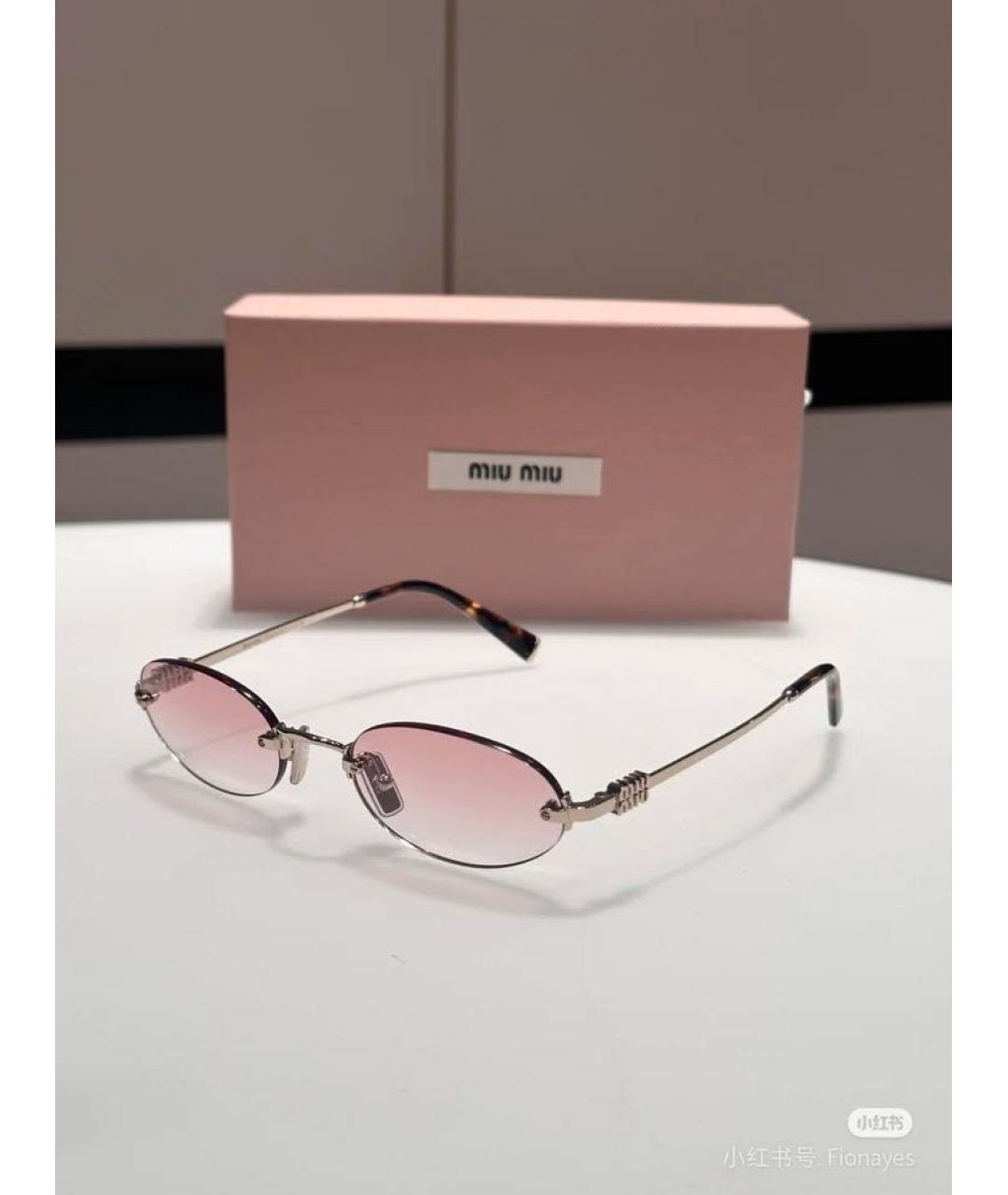 MIU MIU Розовые металлические солнцезащитные очки, фото 4