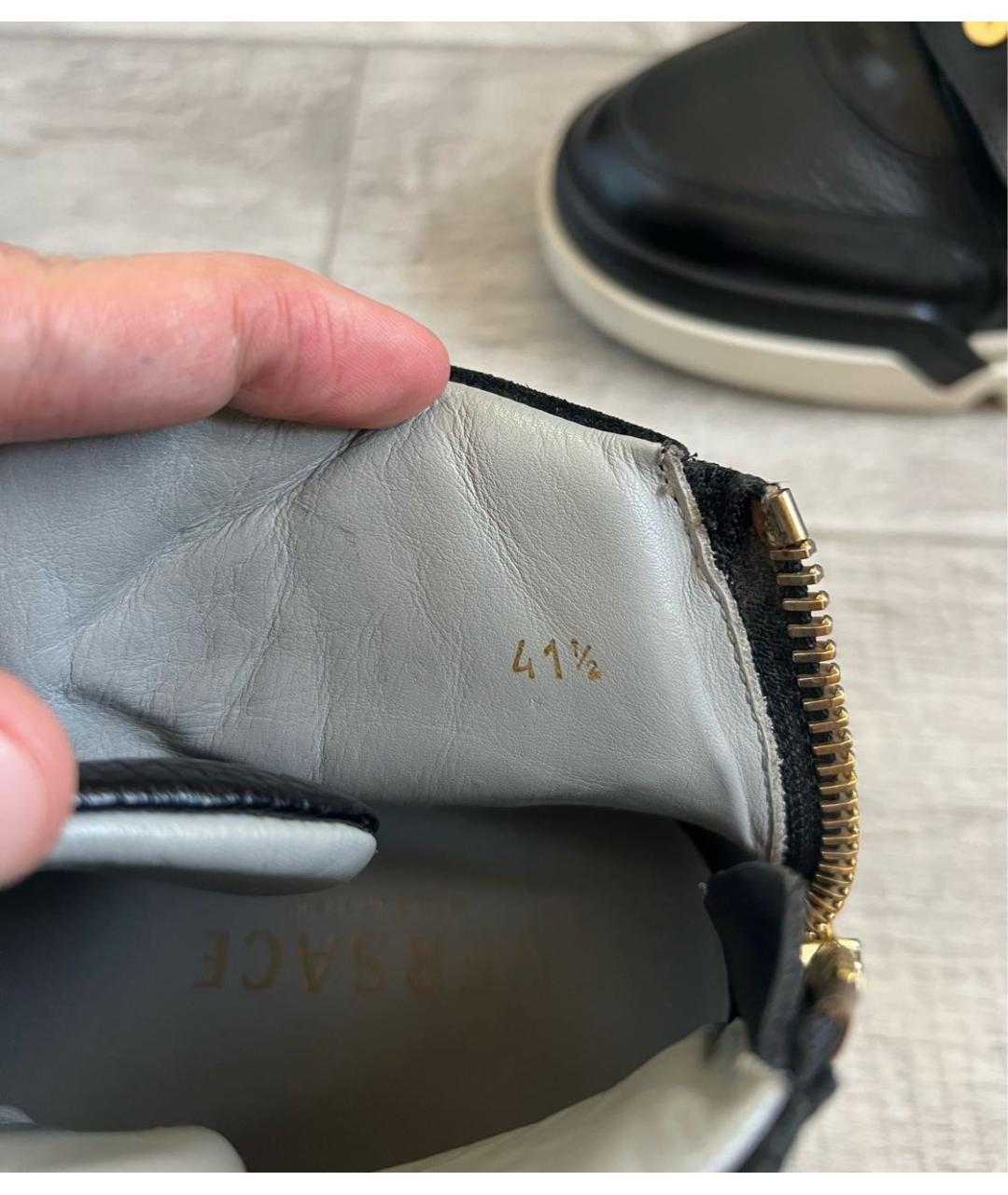 VERSACE Черные кожаные высокие кроссовки / кеды, фото 7