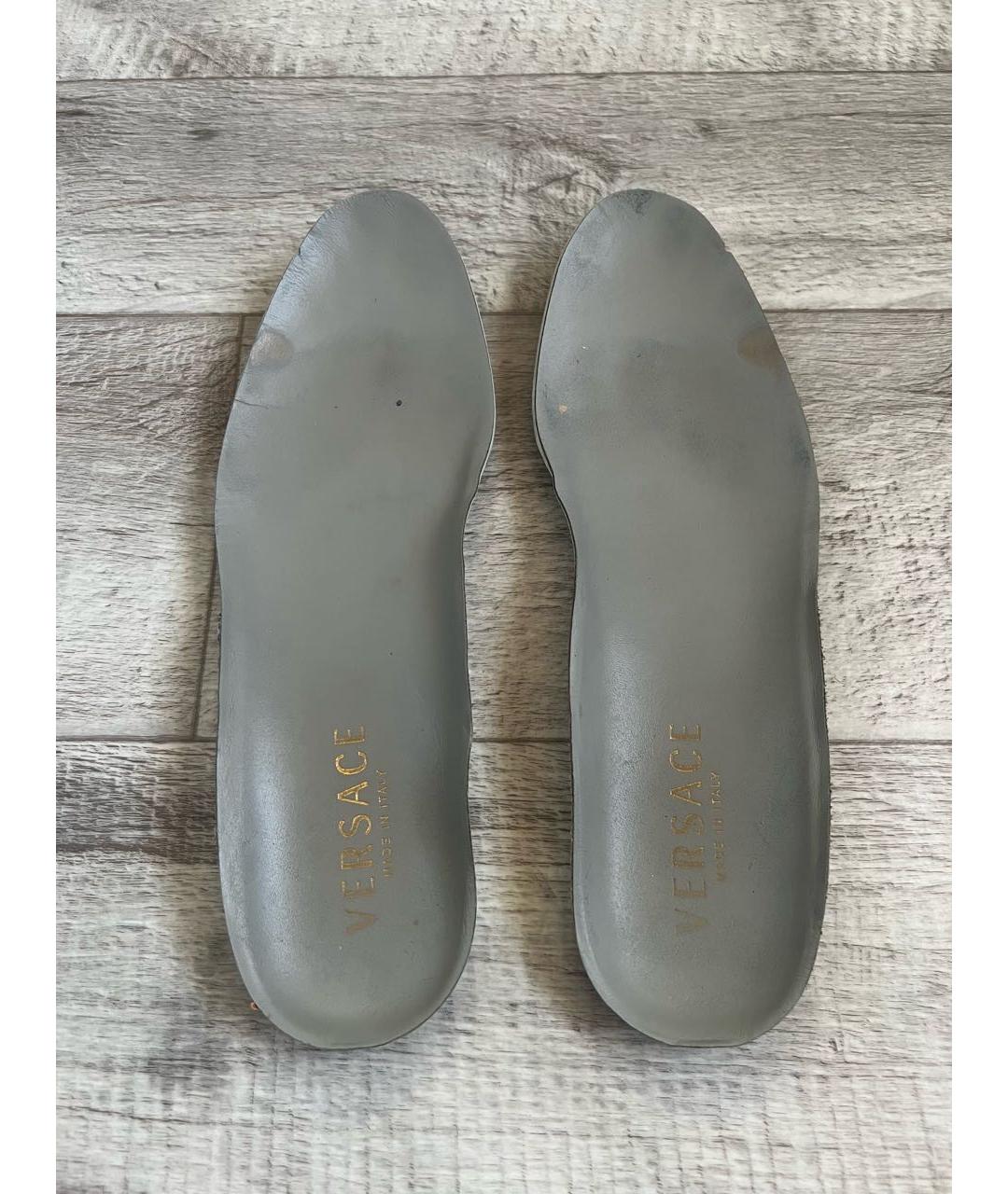 VERSACE Черные кожаные высокие кроссовки / кеды, фото 8