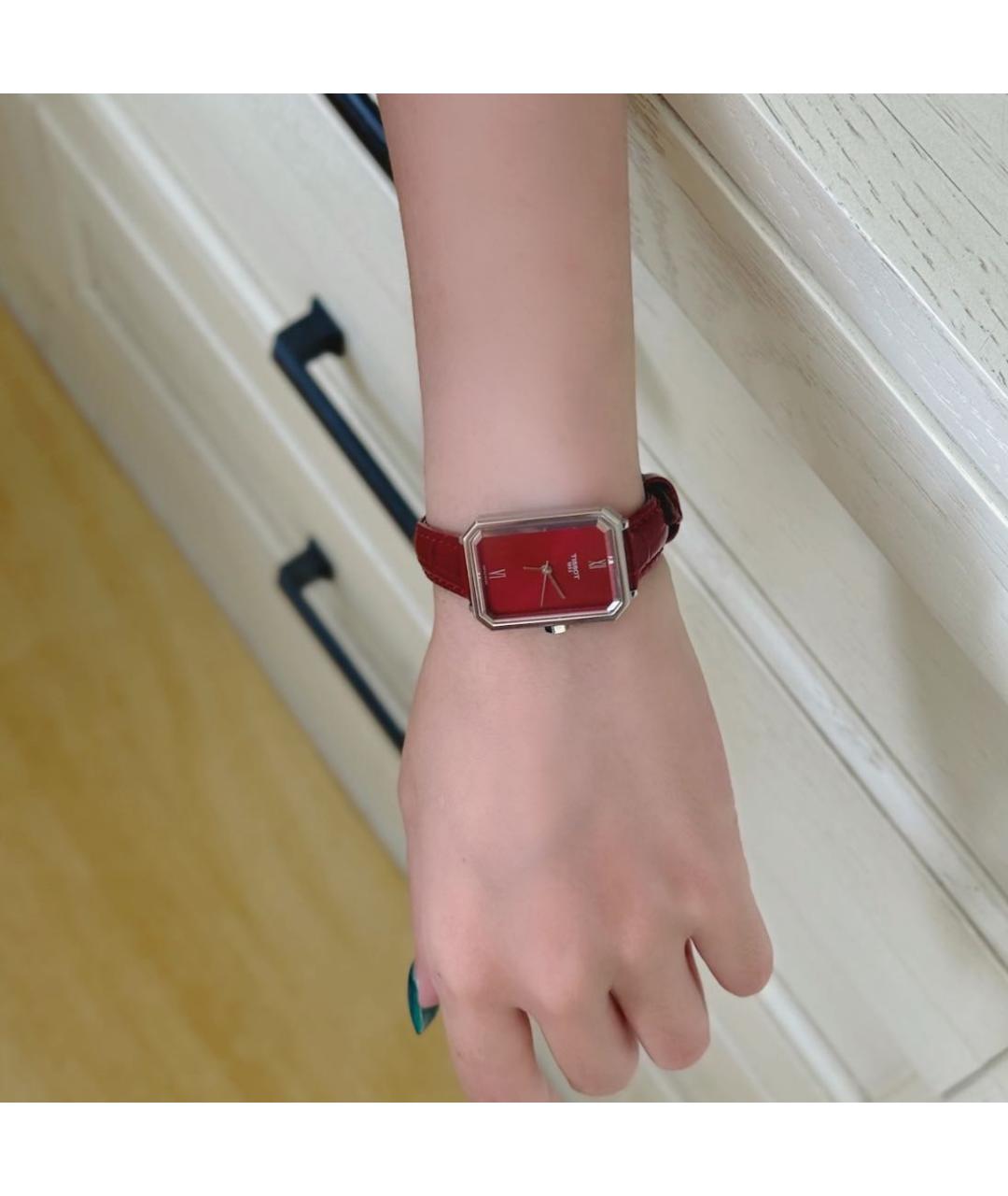 TISSOT Бордовые стальные часы, фото 6