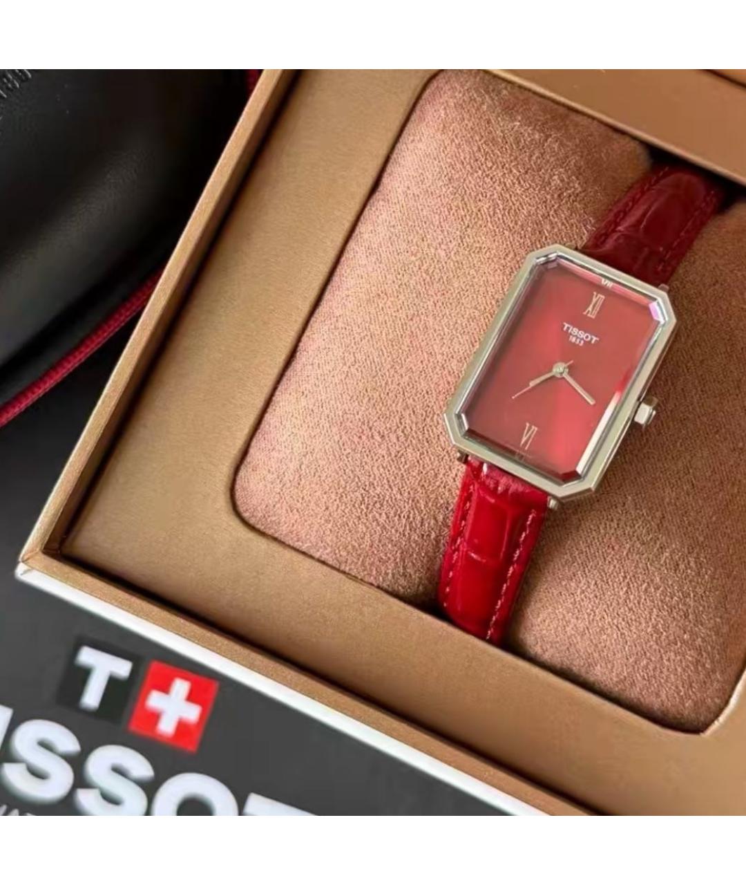 TISSOT Бордовые стальные часы, фото 3