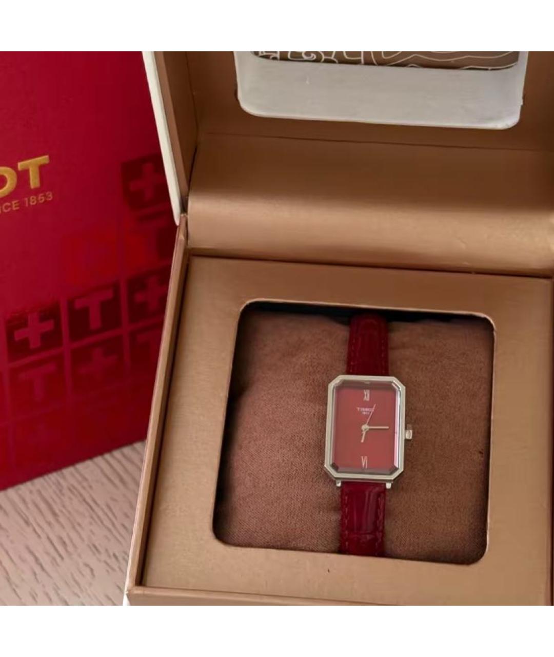 TISSOT Бордовые стальные часы, фото 4