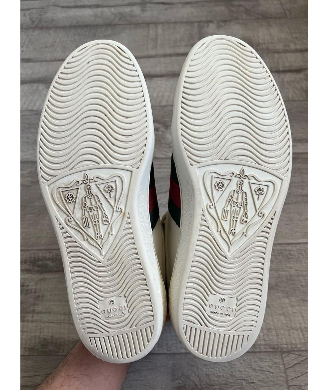 GUCCI Белые кожаные высокие кроссовки / кеды, фото 7