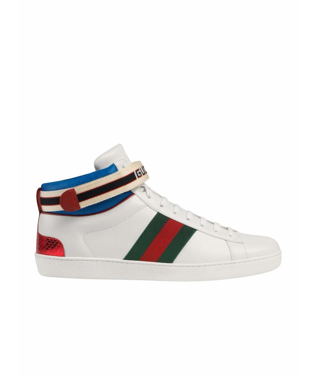 GUCCI Белые кожаные высокие кроссовки / кеды, фото 9