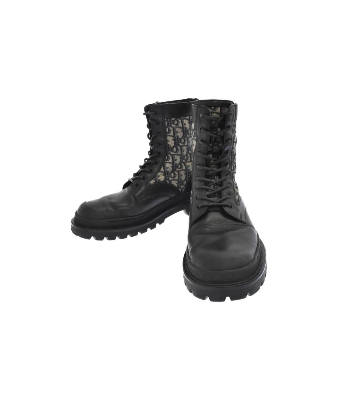 CHRISTIAN DIOR Черные кожаные высокие ботинки, фото 2