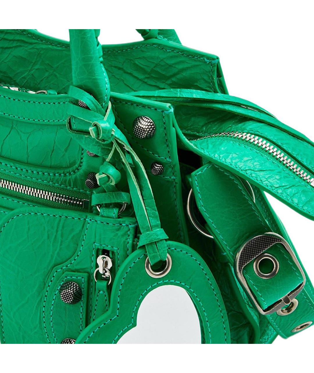 BALENCIAGA Зеленая кожаная сумка с короткими ручками, фото 5
