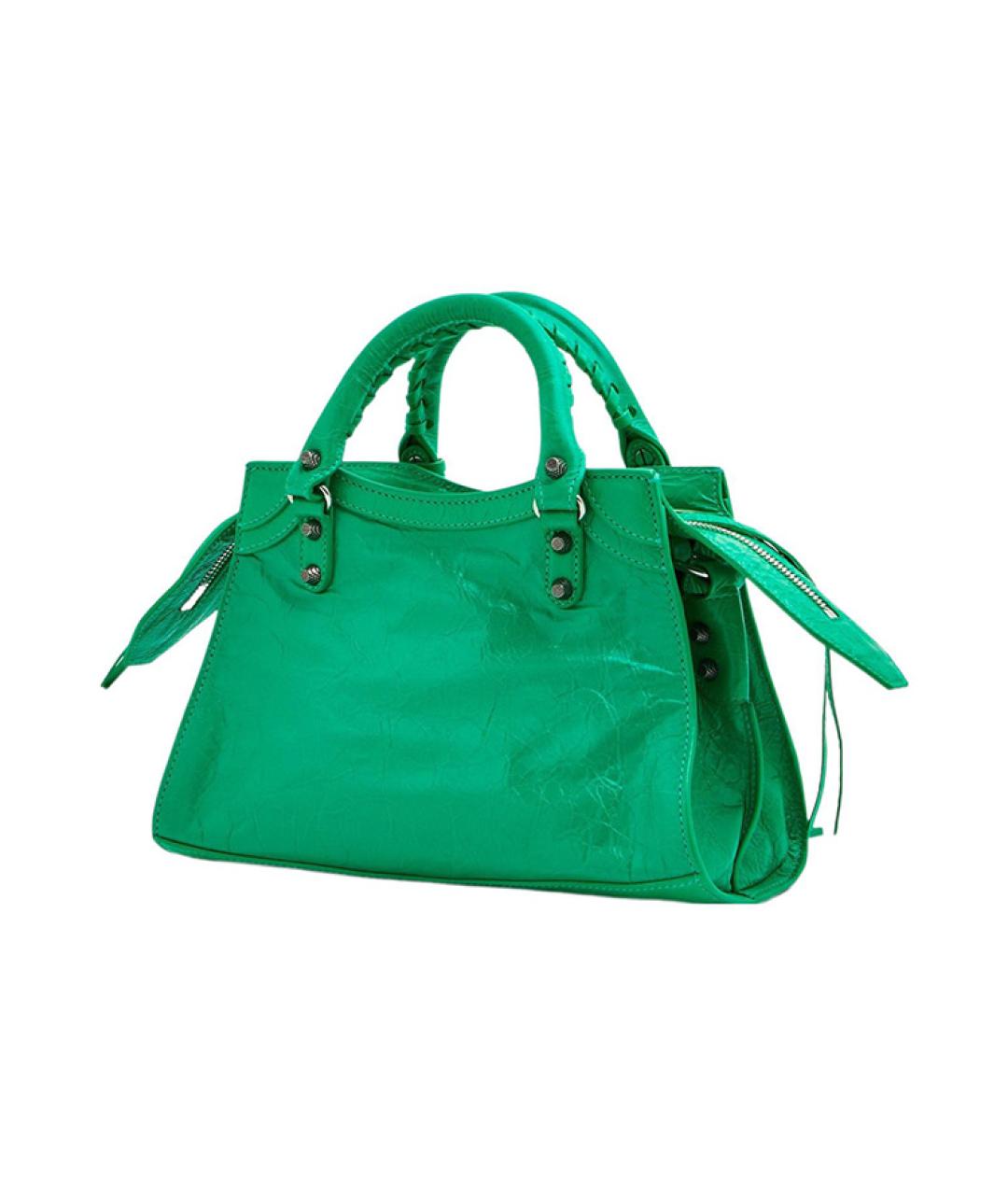 BALENCIAGA Зеленая кожаная сумка с короткими ручками, фото 3