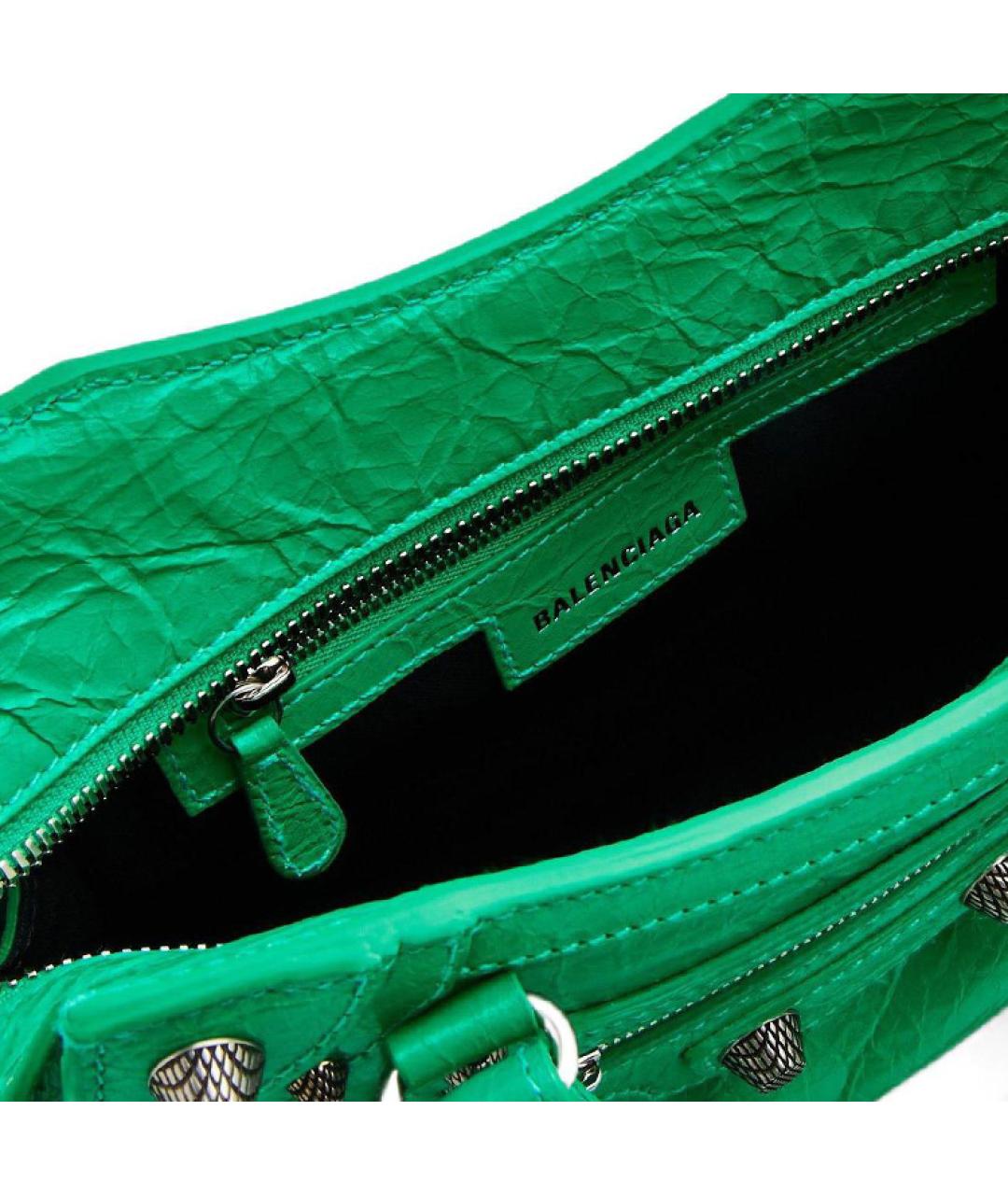 BALENCIAGA Зеленая кожаная сумка с короткими ручками, фото 4