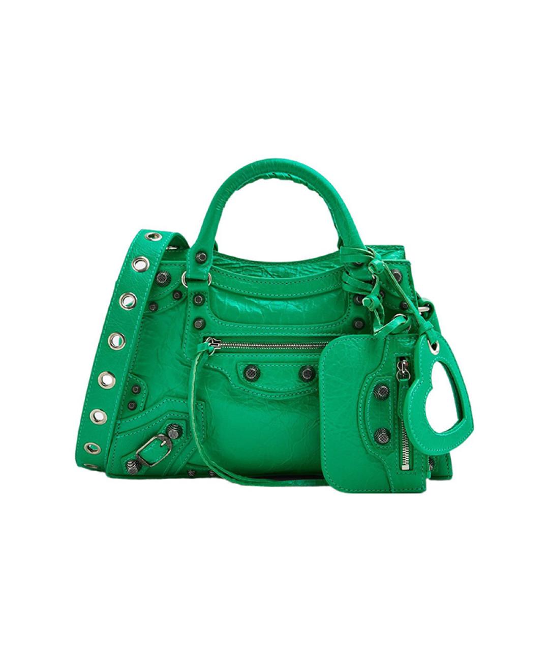 BALENCIAGA Зеленая кожаная сумка с короткими ручками, фото 6