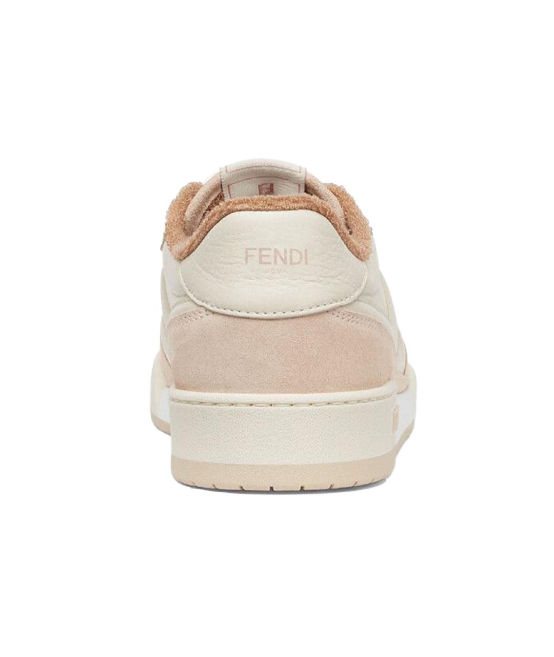 FENDI Бежевые кожаные низкие кроссовки / кеды, фото 5