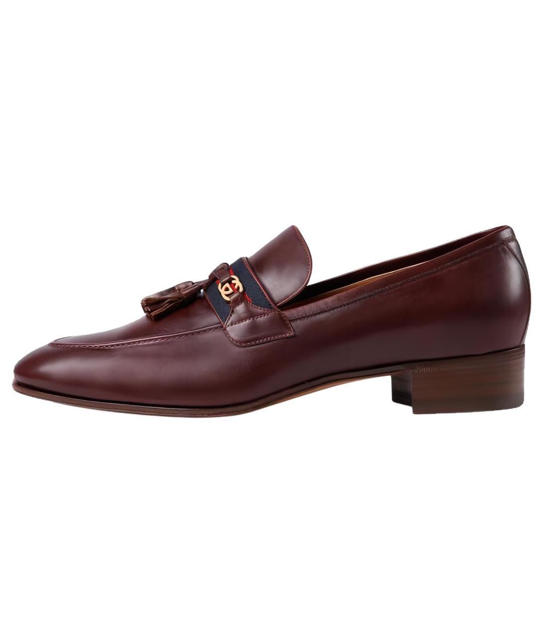 GUCCI Бордовые кожаные туфли, фото 2