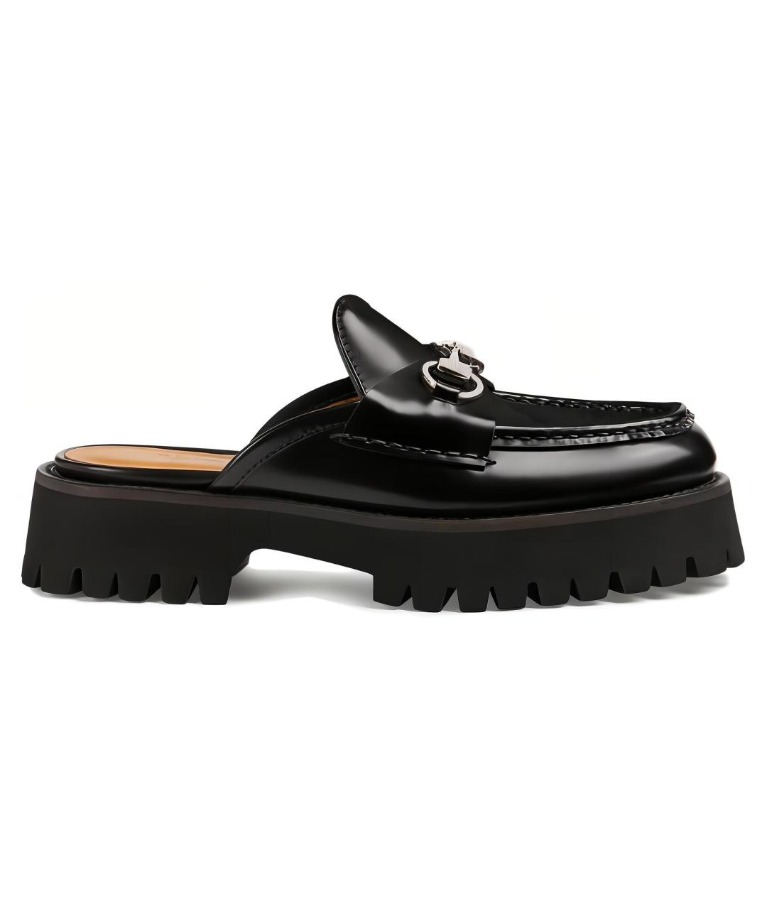 GUCCI Черные кожаные мюли, фото 1