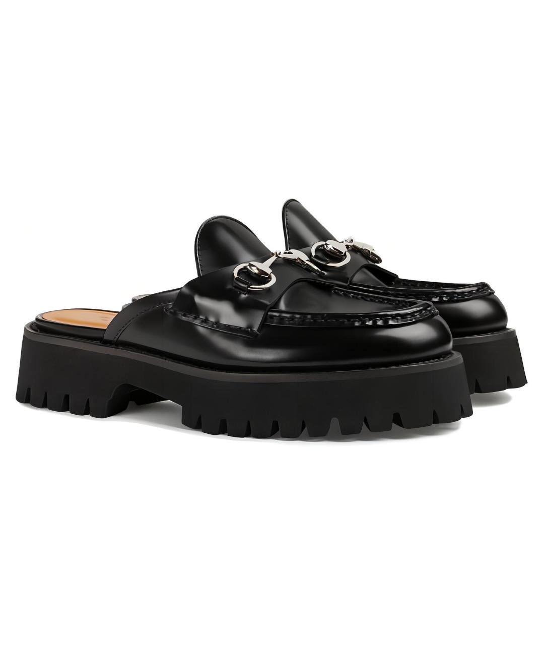 GUCCI Черные кожаные мюли, фото 3