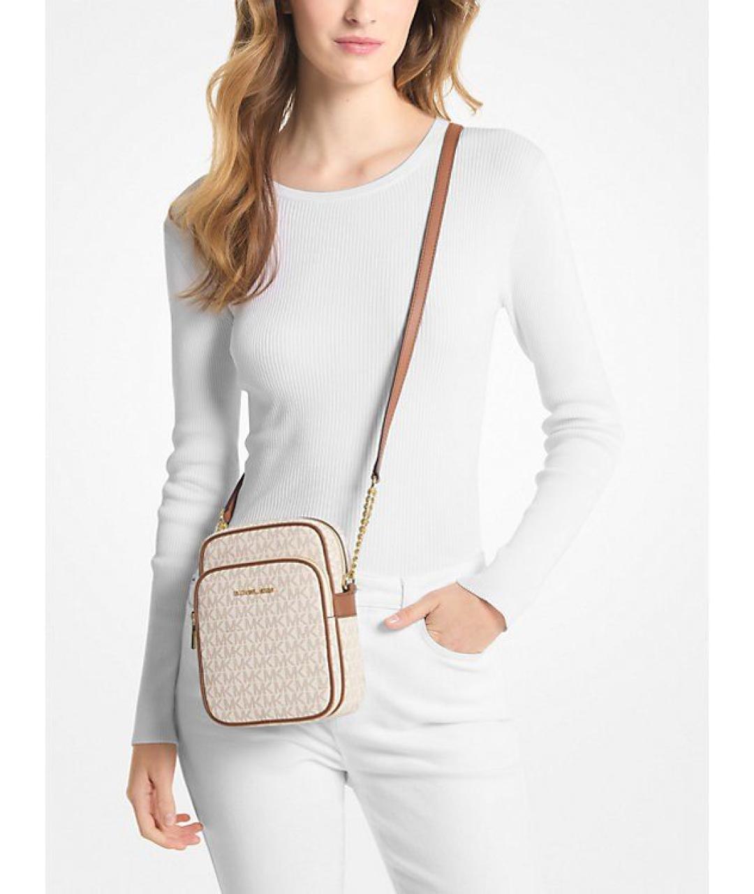 MICHAEL KORS Бежевая сумка через плечо из искусственной кожи, фото 4